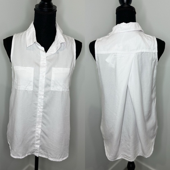 Workshop White Sleeveless Button Up (PS) - Picture 1 of 8